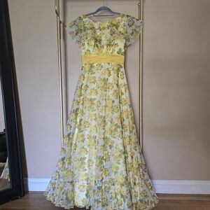 Floral Print Skirt in Yellow and Green